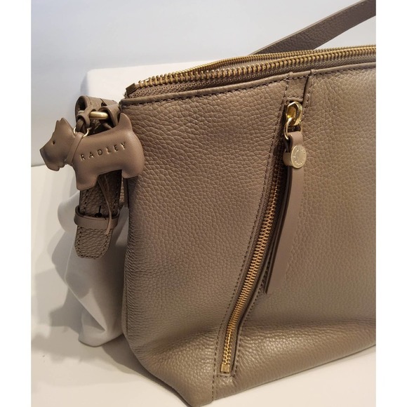 RADLEY LONDON Handbags - Radley London Bags Radley London Taupe Pebbled Leather Purse Satchel
